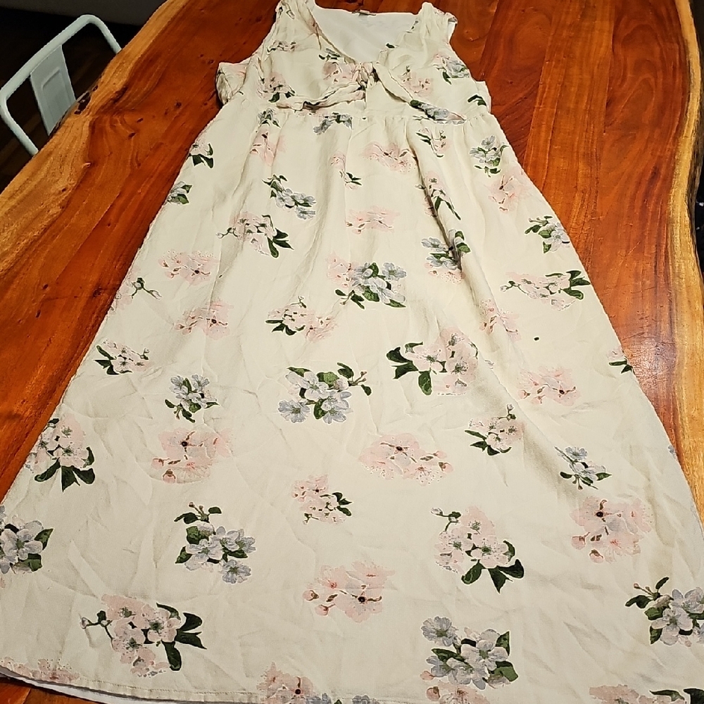 Floral Dress in Cream and Pink
